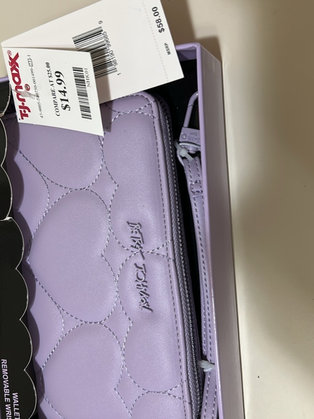Betsey Johnson Wallet with Removable Wristlet Purple
